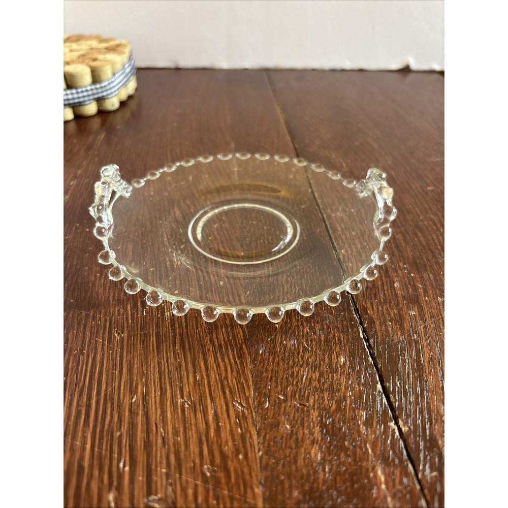 Vintage Imperial Glass Candlewick Double Handled Glass Serving Plate 5.5" VGC